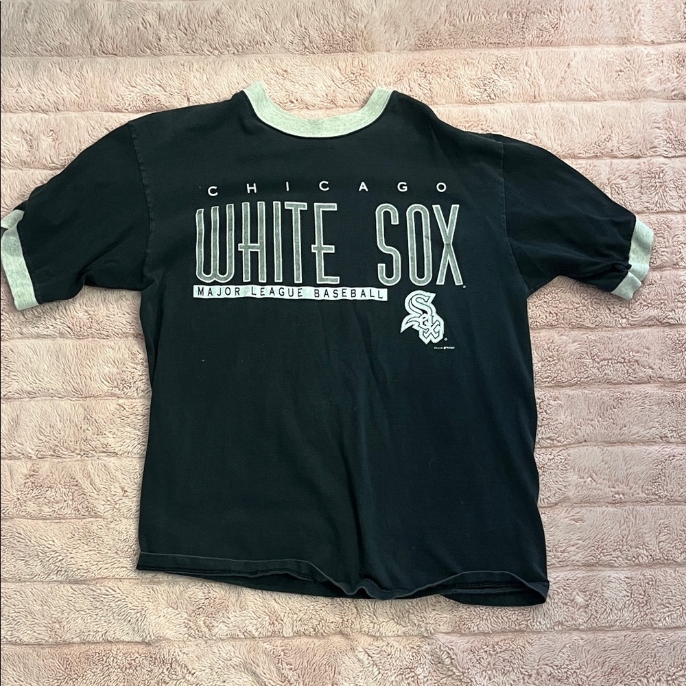Chicago White Sox MLB Ringer T-Shirt - Black with White Trim